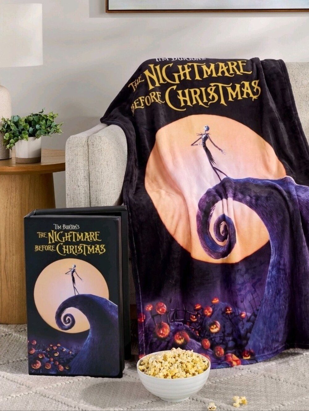 Disney's Nightmare Before Christmas Silky Touch Throw Blanket In a VHS Style BOX